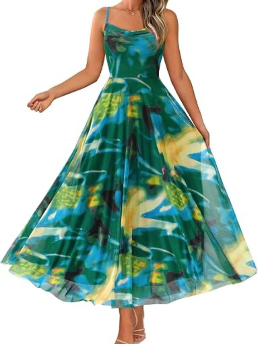 Floral Maxi Dresses Elegant Spaghetti Strap Dress Printed Party Dre